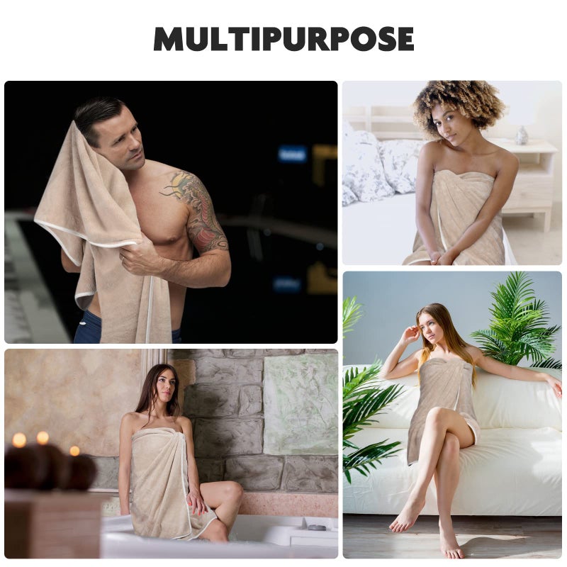 KinHwa Microfiber Bath Towel Large Bathroom Towel Absorbent Shower Towels Soft Bath Towels Large Size for Women Men Ideal for Spa, Swimming, Pool Beige 2 Pack 30inch x 60inch - Image 5
